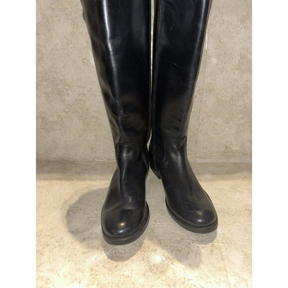 Frye Melissa Black Leather Zip Up Lug Equestrian Inspired Tall Boots Size 6 B - Picture 3 of 10